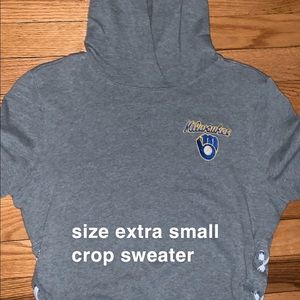 pink brewers cropped hoodie